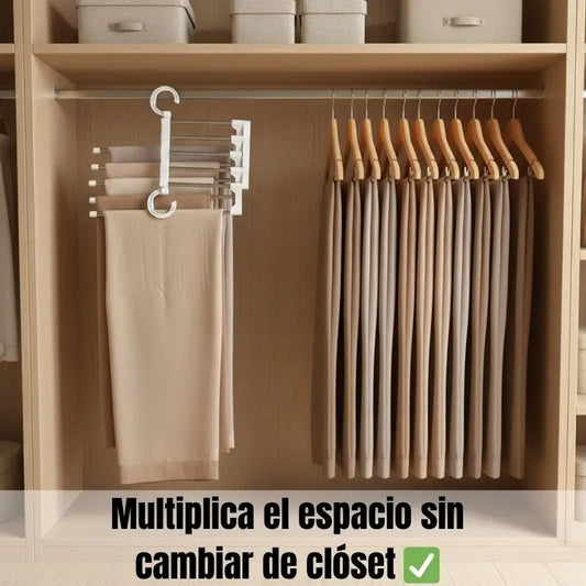 PACK 3 UNIDADES - COLGADOR MÁGICO DE PANTALONES 5 EN 1 - GANA ESPACIO EN TU CLÓSET ✨
