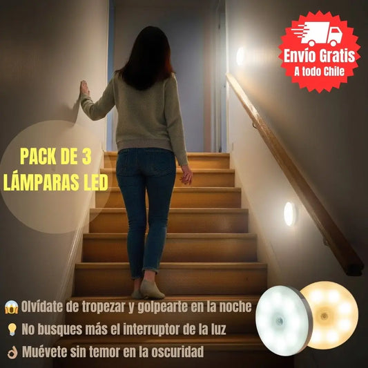 PACK 3 UNIDADES - LÁMPARA LED CON SENSOR DE MOVIMIENTO - CON SWITCH PARA LUZ CALIDA O FRÍA 💡 - ILUMINACIÓN AL INSTANTE SIN ESFUERZO
